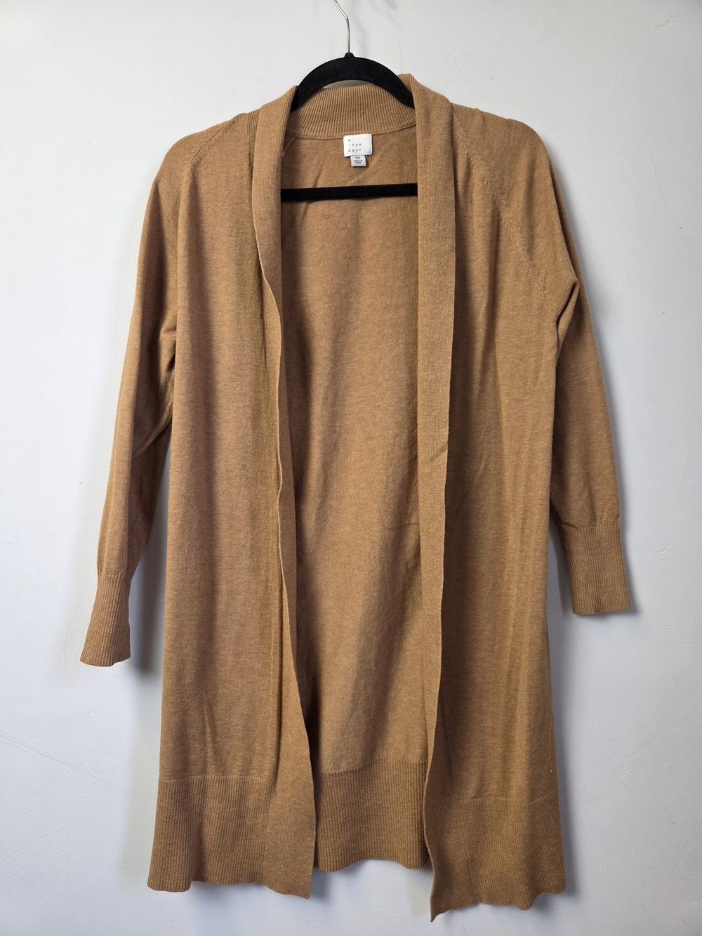 a new day Longline Open-Front Cardigan in Camel